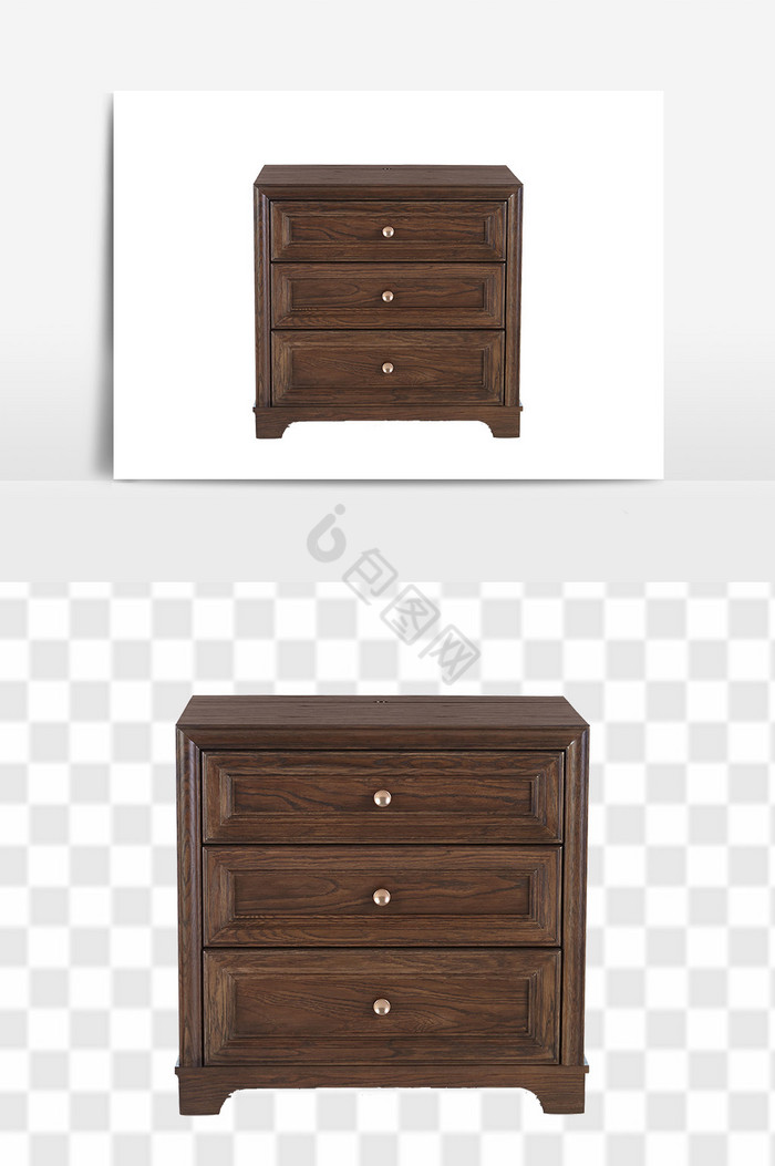 木质复古床头柜柜子图片