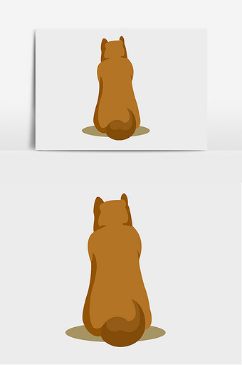 卡通动物狗背影元素图片