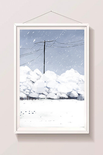 手绘大雪覆盖插画元素图片