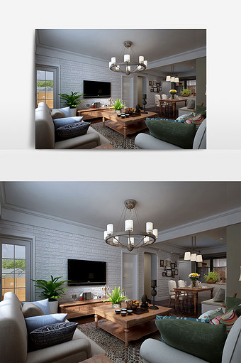 现代北欧风格家装客厅设计效果图图片