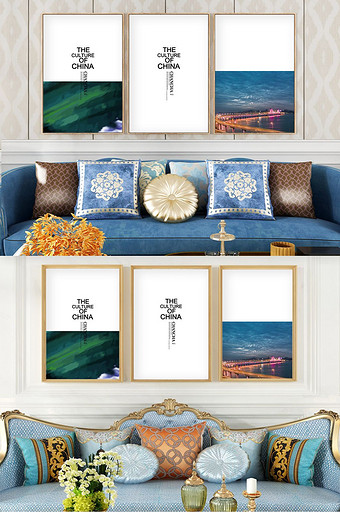 简欧晶瓷英文风景客厅酒店创意装饰画图片