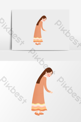 弯腰的女士插画图片