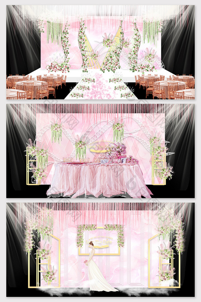 现代简约粉色鲜花主题婚礼效果图图片图片