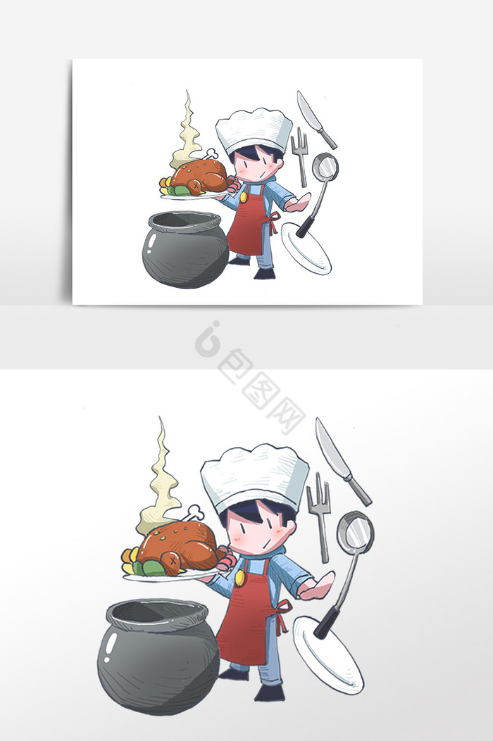 感恩节烹饪插画图片