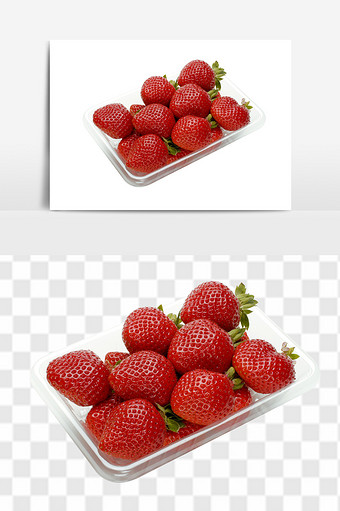 新鲜红颜牛奶奶油草莓水果组合元素图片