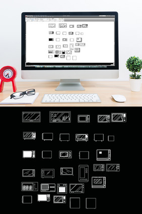 微波炉消毒柜CAD立面模块