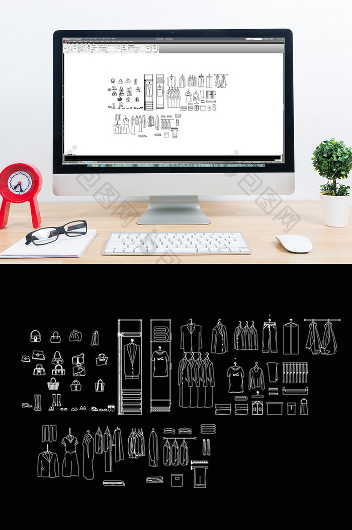 衣物装饰CAD立面图库