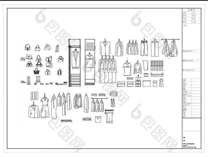 衣物装饰CAD立面图库