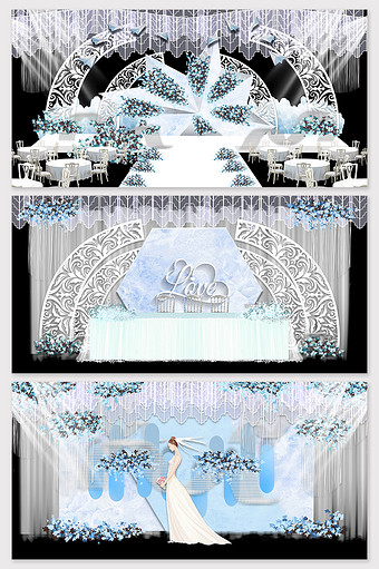 现代简约蒂芙尼蓝色大理石纹理欧式婚礼舞台图片