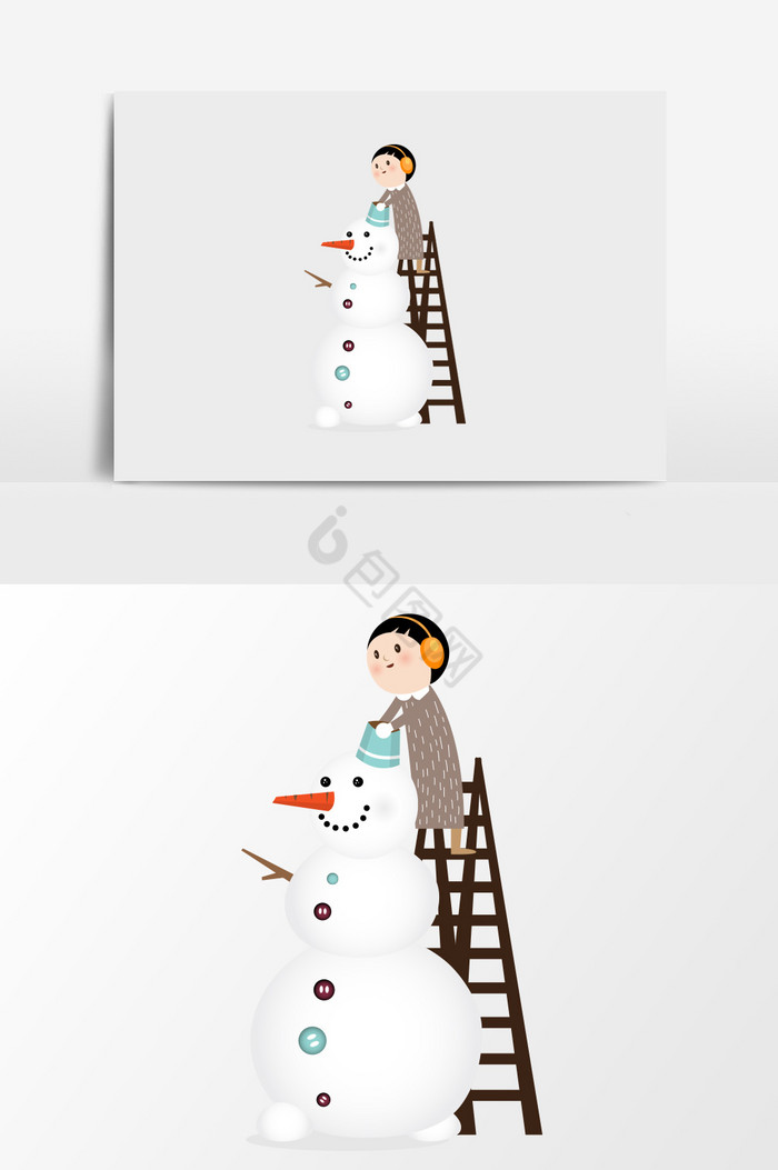 堆大雪人插画图片