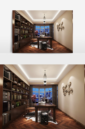 新中式家装书房效果图图片
