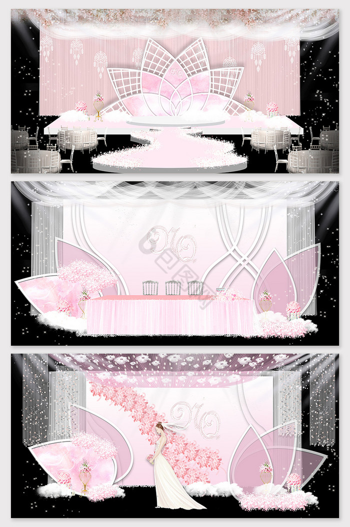 原创粉色欧式婚礼舞台效果图图片