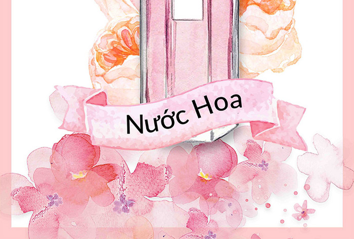 越南香水、花美人、水彩画海报