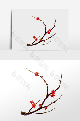 中国风红色梅花素材图片