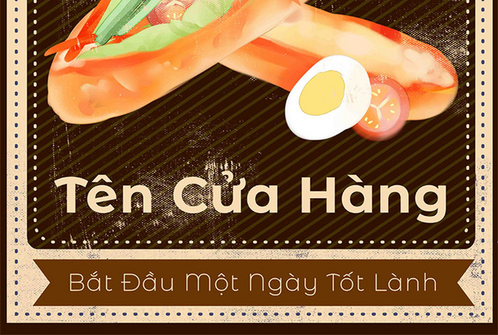 越南美食三明治餐厅海报