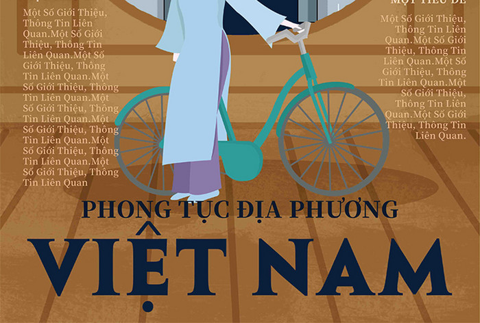 越南游客戴着帽子的女人和建筑插画海报