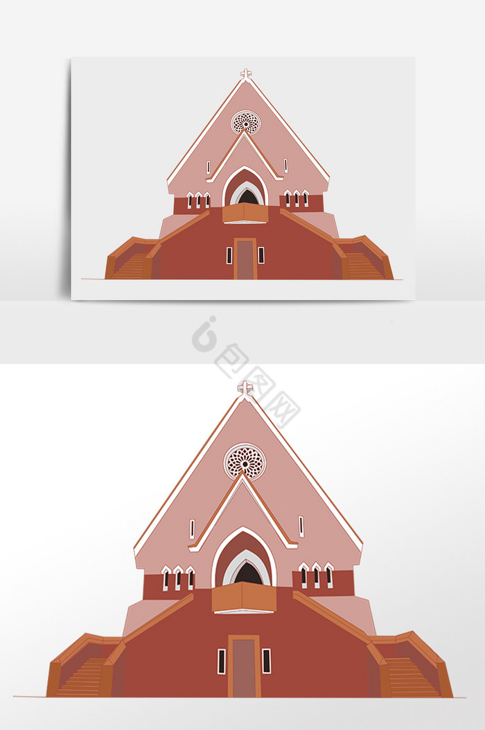 欧式红教堂建筑图像图片