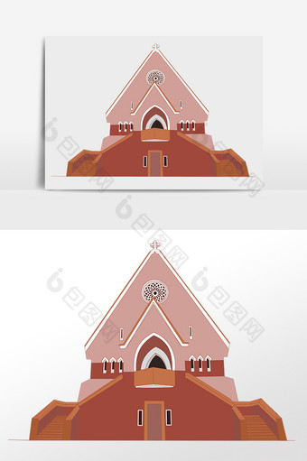 欧式红教堂建筑矢量图像图片