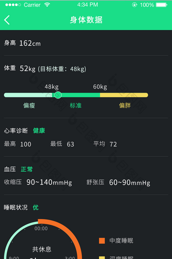 图表界面 健康数据 运动类app