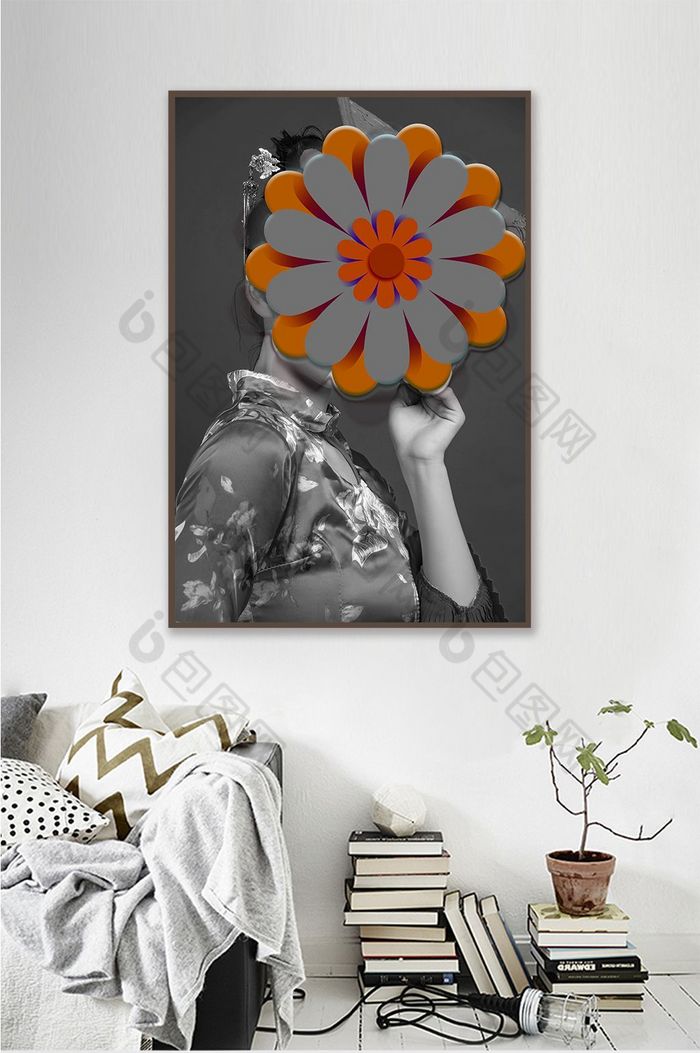 北欧现代美女花卉晶瓷装饰画图片图片
