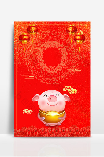 2019猪贺新春中国风新年背景8图片