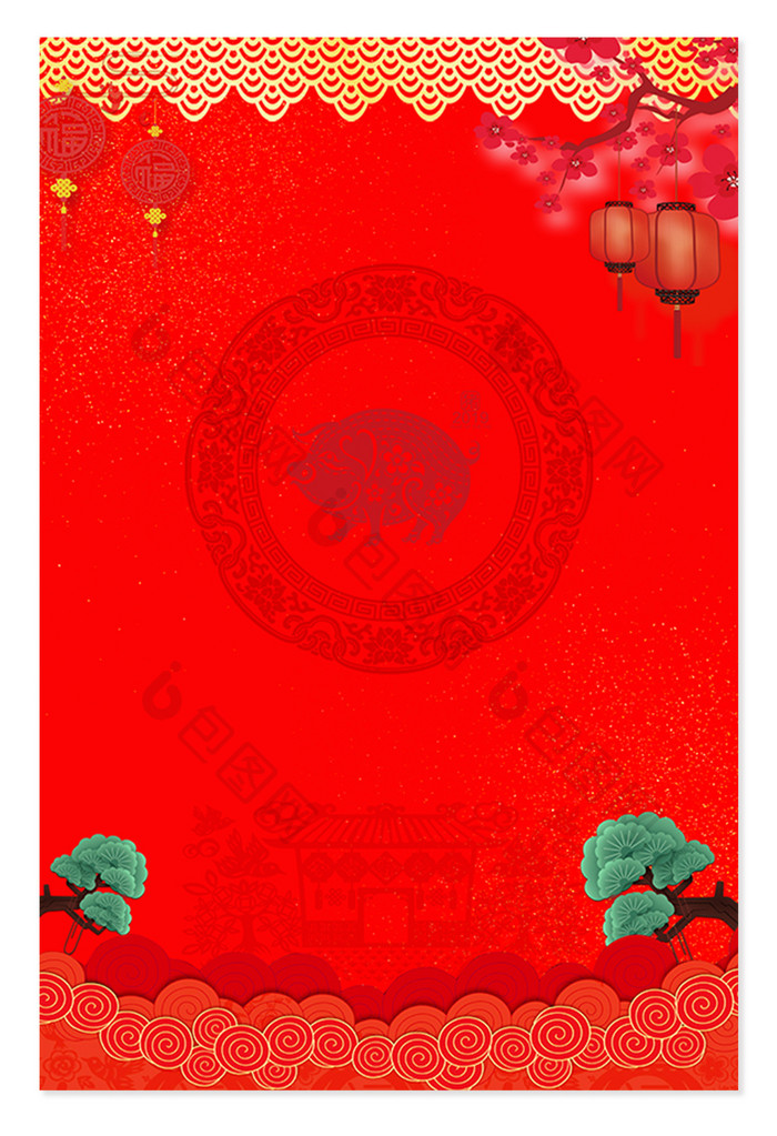 新年元素 春节背景 灯笼 对子 背景元素