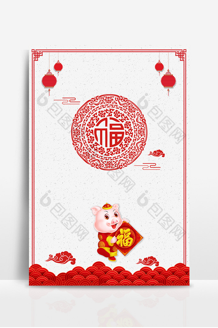 2019猪贺新春中国风新年背景5