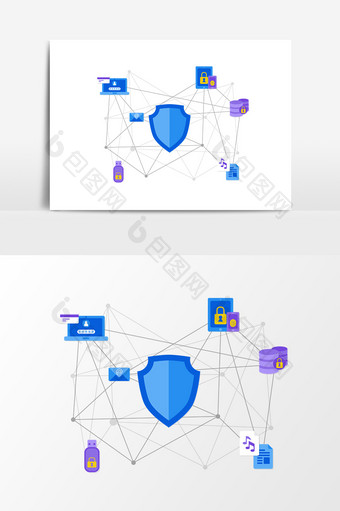 卡通安全防护设计元素图片