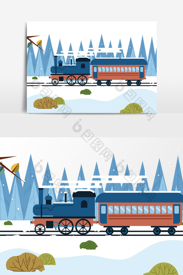 卡通雪国列车设计元素