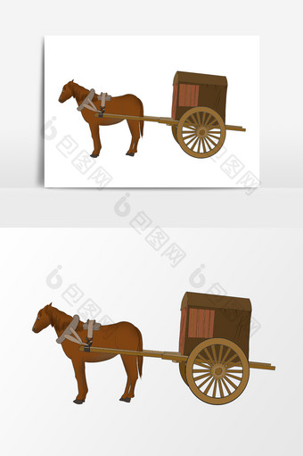 中国古代马车形象元素图片