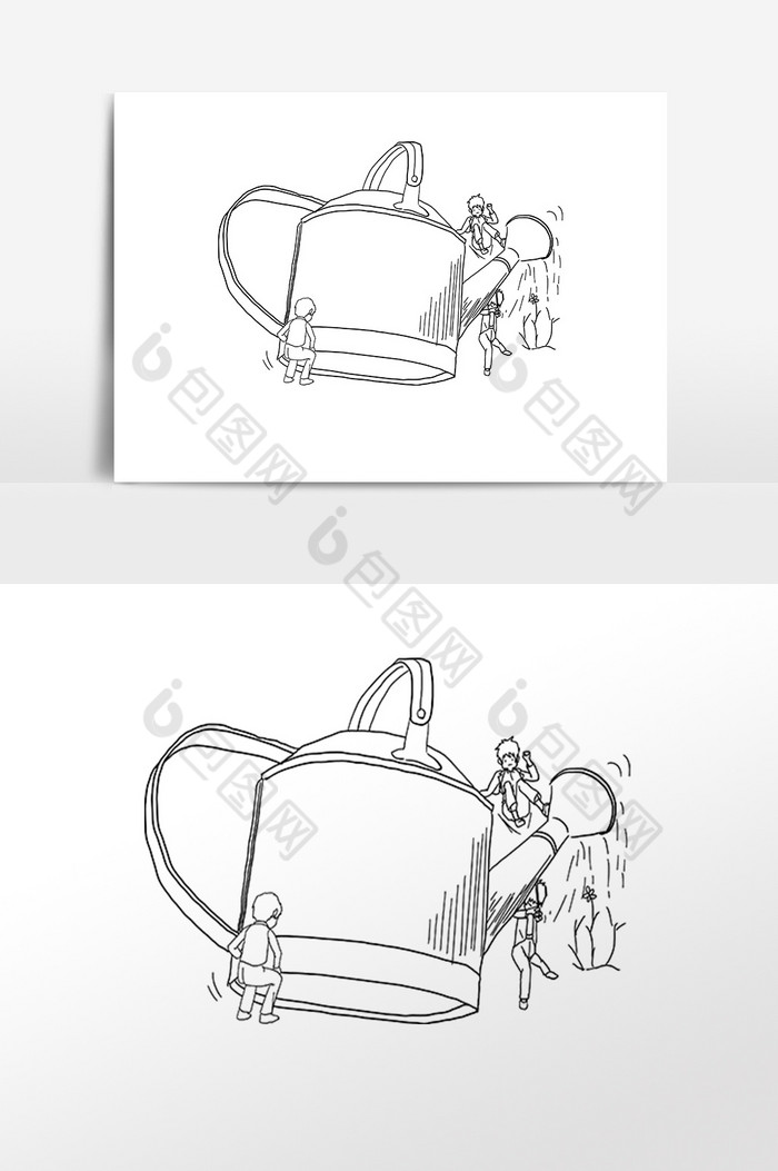 线描洒壶浇水图片