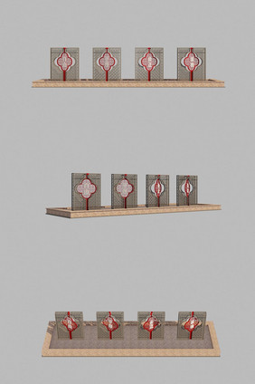 红色文化党建宣传栏网格中华结雕塑3d模型