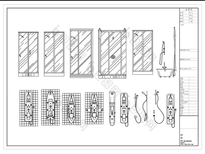 cad淋浴房立面图库
