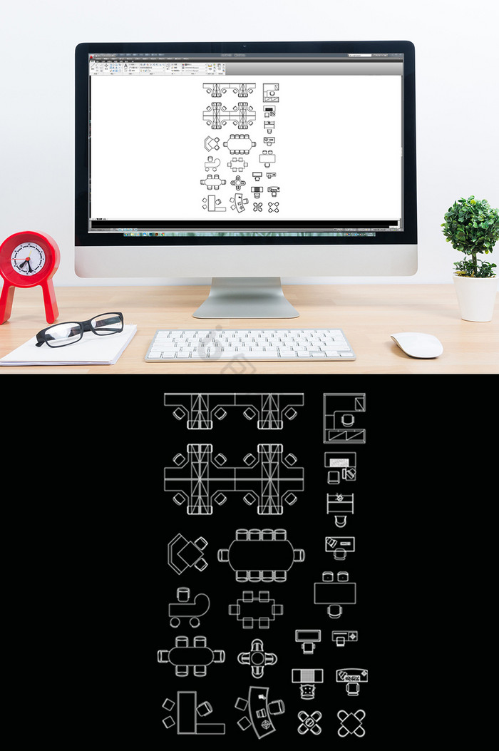 CAD办公家具模型图库图片