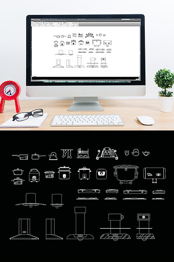 CAD厨房电器模型图库图片
