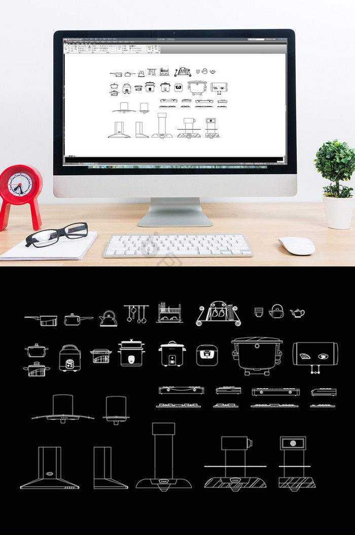 CAD厨房电器模型图库图片