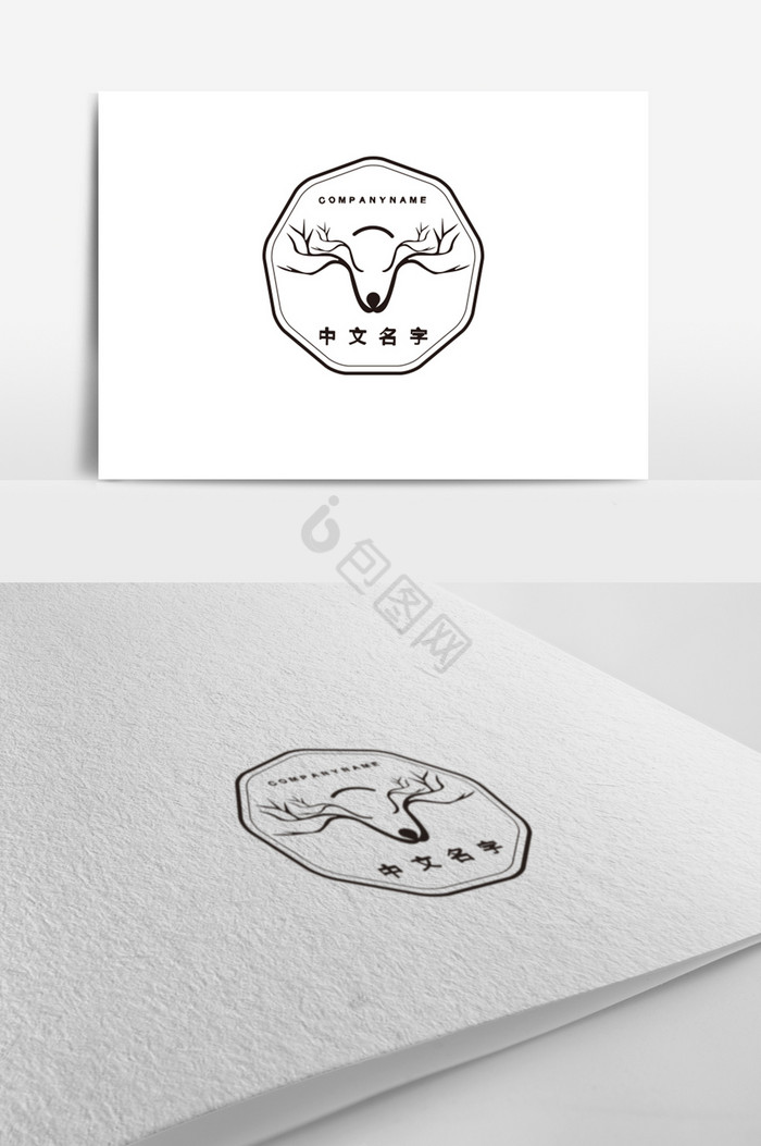 黑白北欧风鹿角logo标志图片