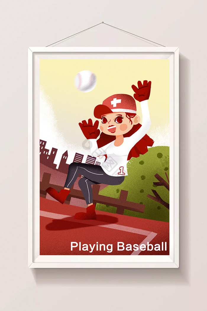 肌理打棒球健康生活体育项目插画图片
