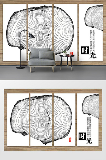 现代风创意树轮年轮定制电视背景墙图片