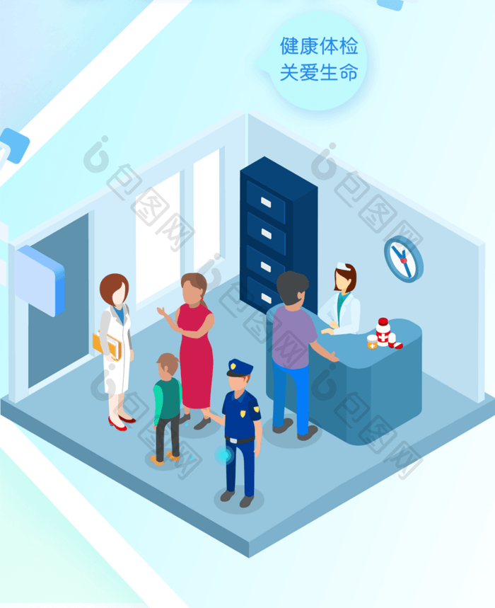医疗健康立体手机海报用图