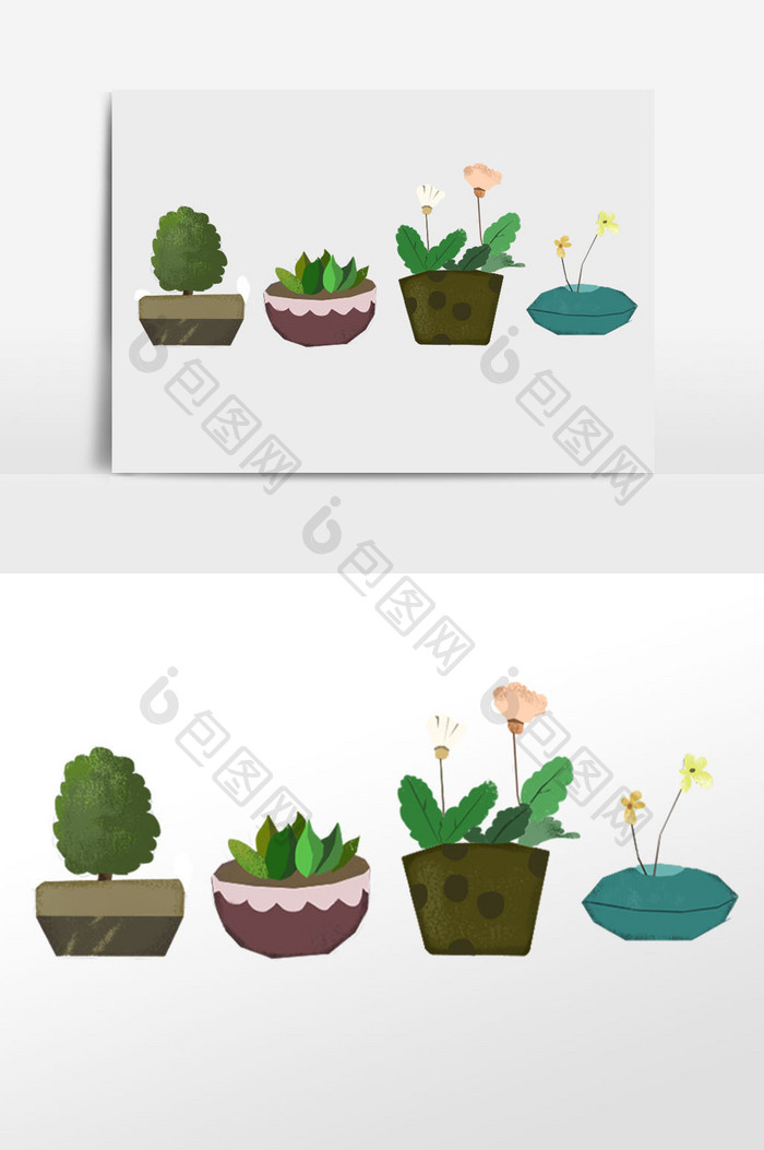 绿色 植物 花卉插画