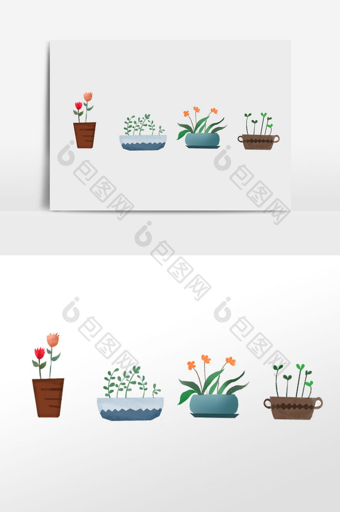 绿色植物 花卉 插画 元素 花卉