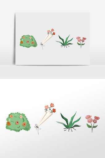 绿色植物 花卉 插画 元素 花卉 荷花图片