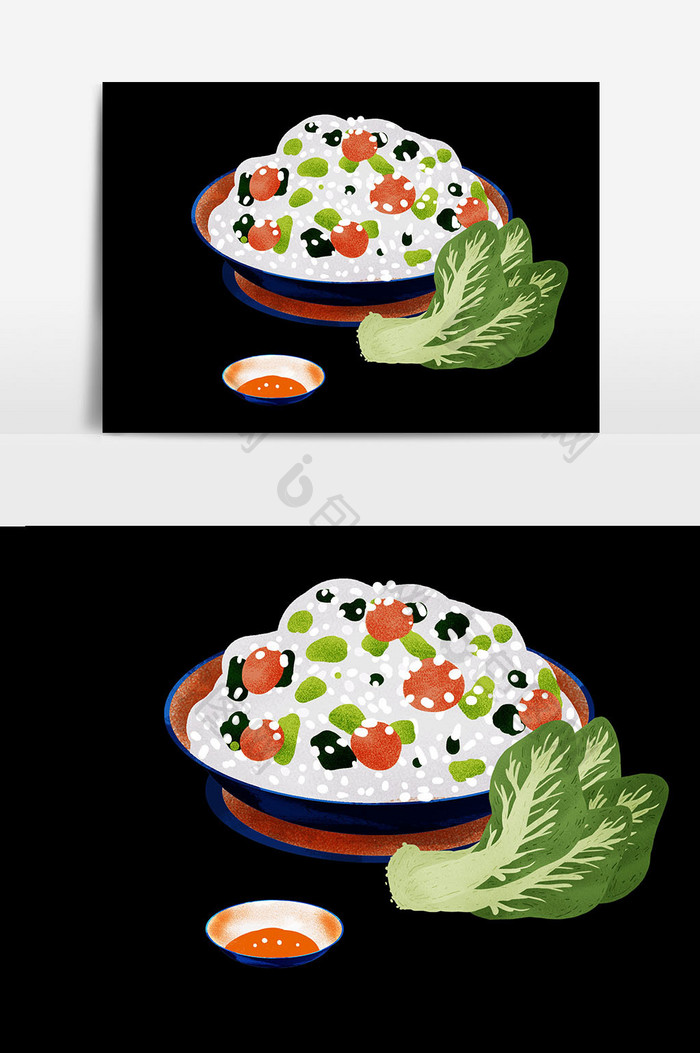 米饭蔬菜元素设计