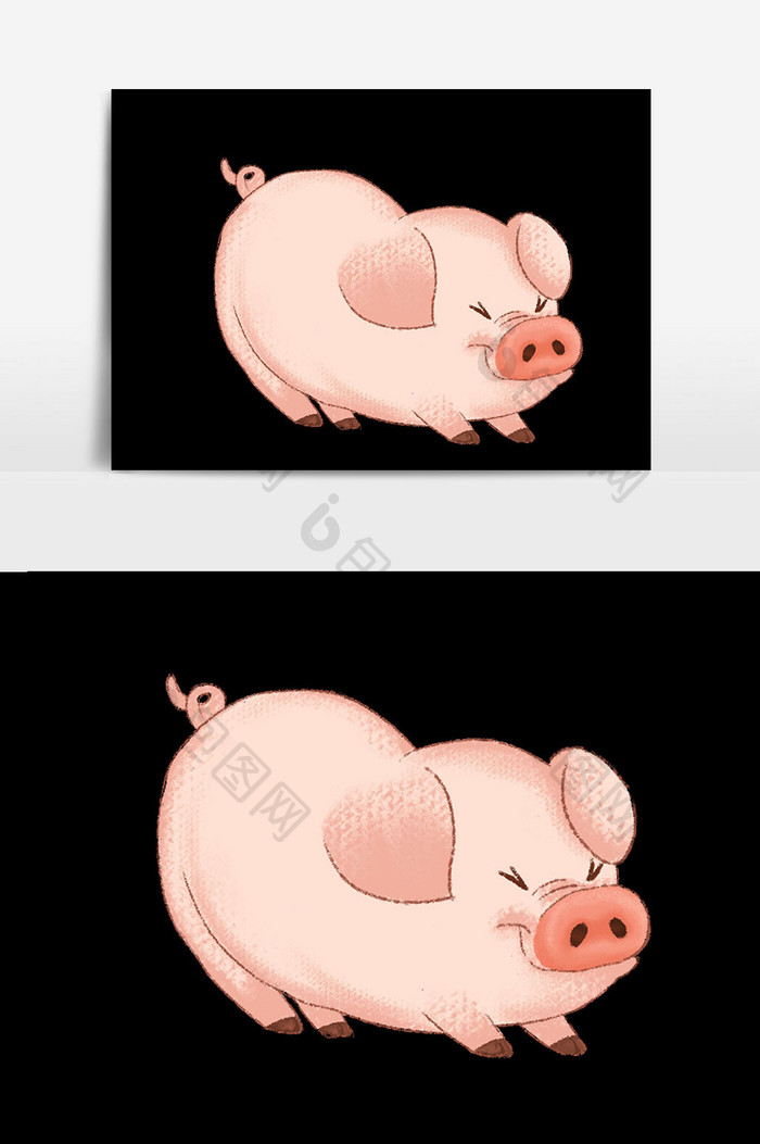 可爱小小猪元素设计