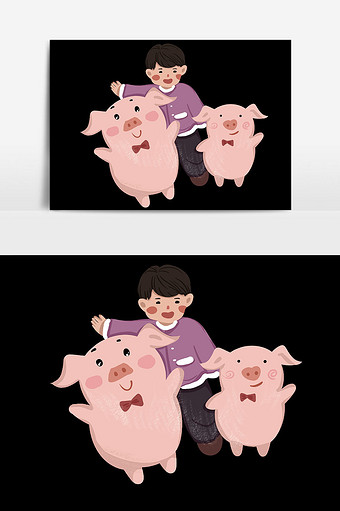 小猪一家人元设计图片