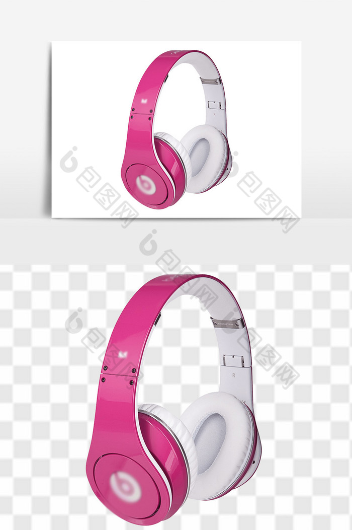 粉色头戴式游戏耳机图片图片