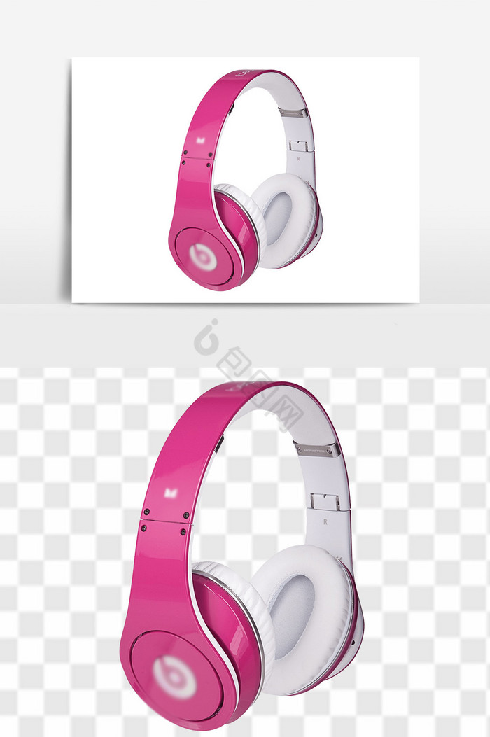 粉色头戴式游戏耳机图片