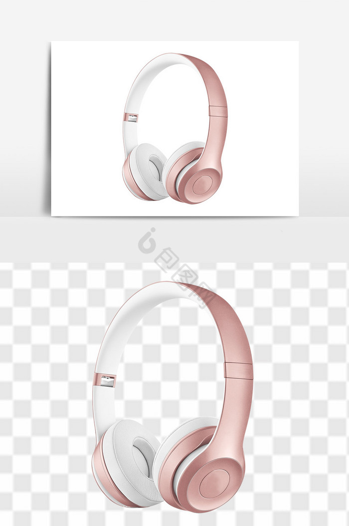 头戴式粉色耳机图图片