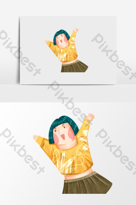 小胖丫头插画敦煌文化插画森系少女踏青春游插画登录/注册